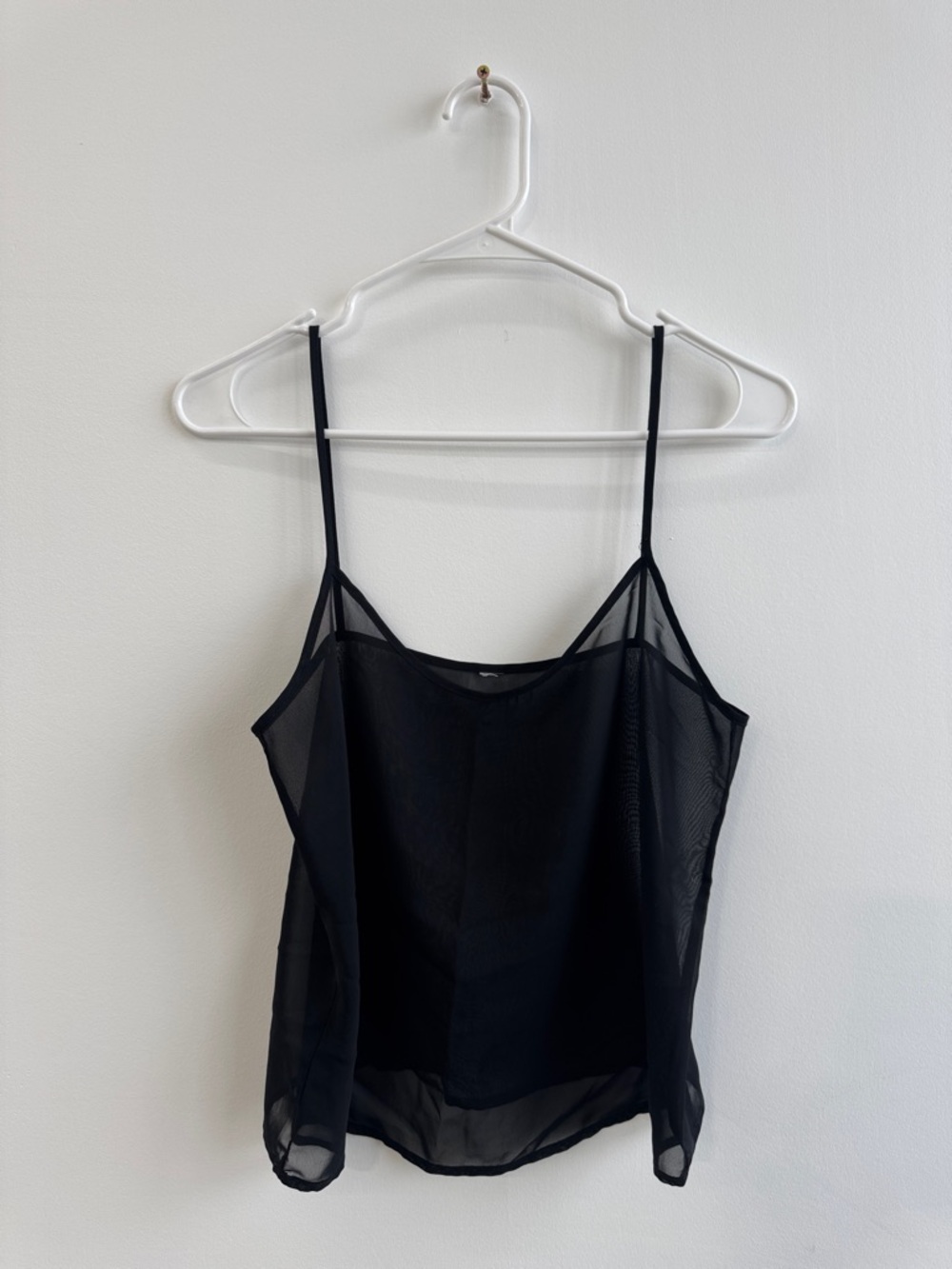 Black Sheer Spaghetti-Strap Camisole Top